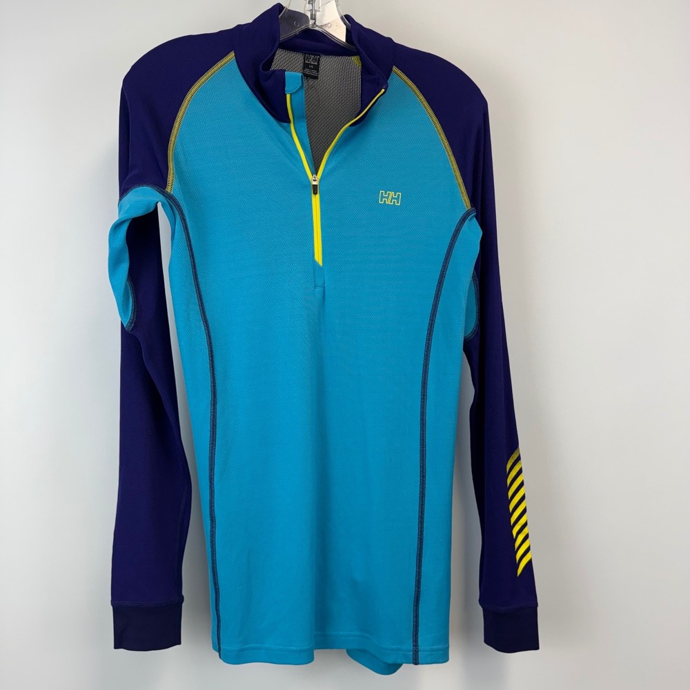 Helly Hansen 1/4 Zip Base Layer Top Men's‎ L Blue Purple Athletic Running Ski